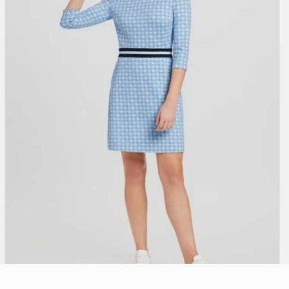 Draper James 3/4 Sleeve Honeycomb Persley Dress in Blue Multi - M - Picture 15 of 16